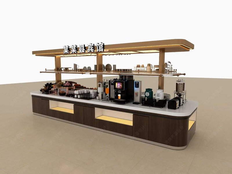 Hotel breakfast buffet with warming stations and serving ware