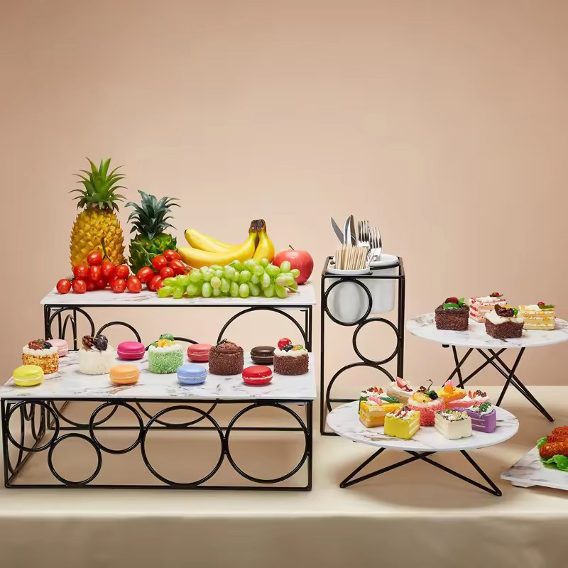 Marble Iron Display Stand | Multi-Tier Buffet Cake Rack 主图