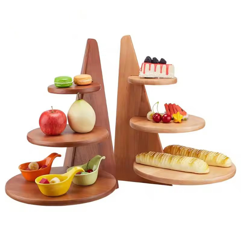 Wooden 3-Tier Cake Stand | Triangle Buffet Display 主图