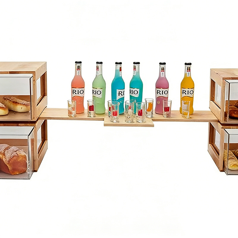 Modular Wooden Display Shelf | Bread & Beverage Stand 主图