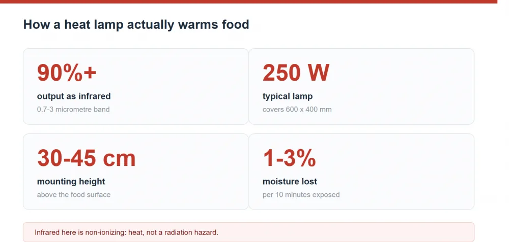 How heat lamps keep food warm: radiation, distance and holding temperature explained