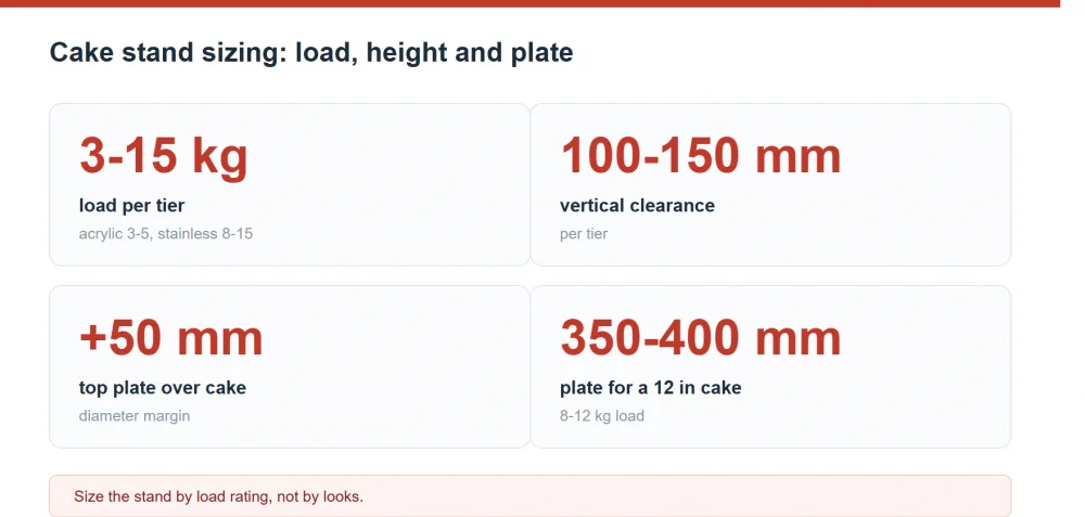 Choosing a cake stand for bakery and event displays: size, material and tier count