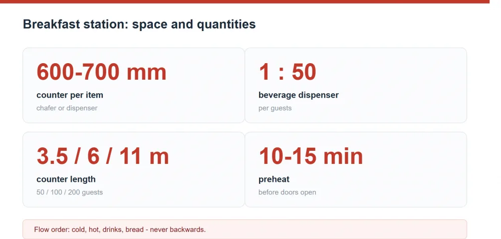 Setting up a self-service breakfast station: layout, equipment list and guest flow