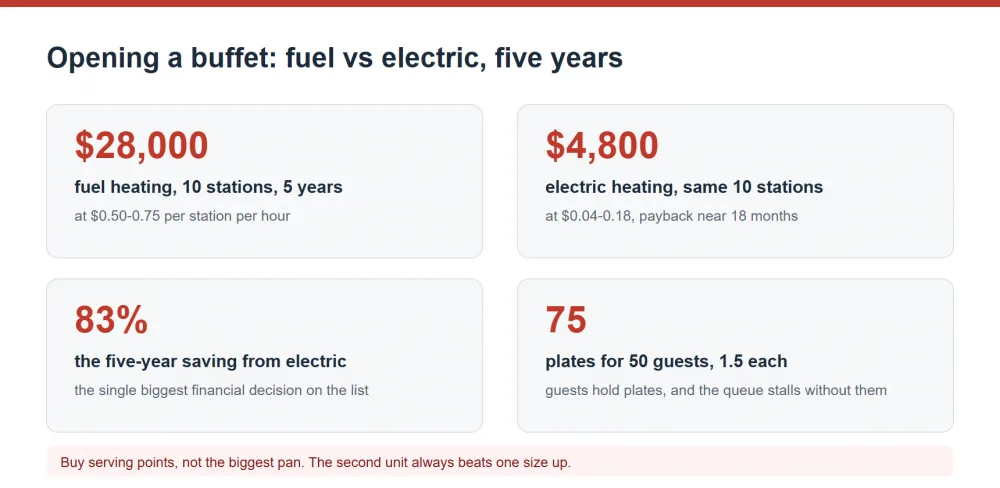Opening a buffet, fuel against electric heating five-year cost on ten stations